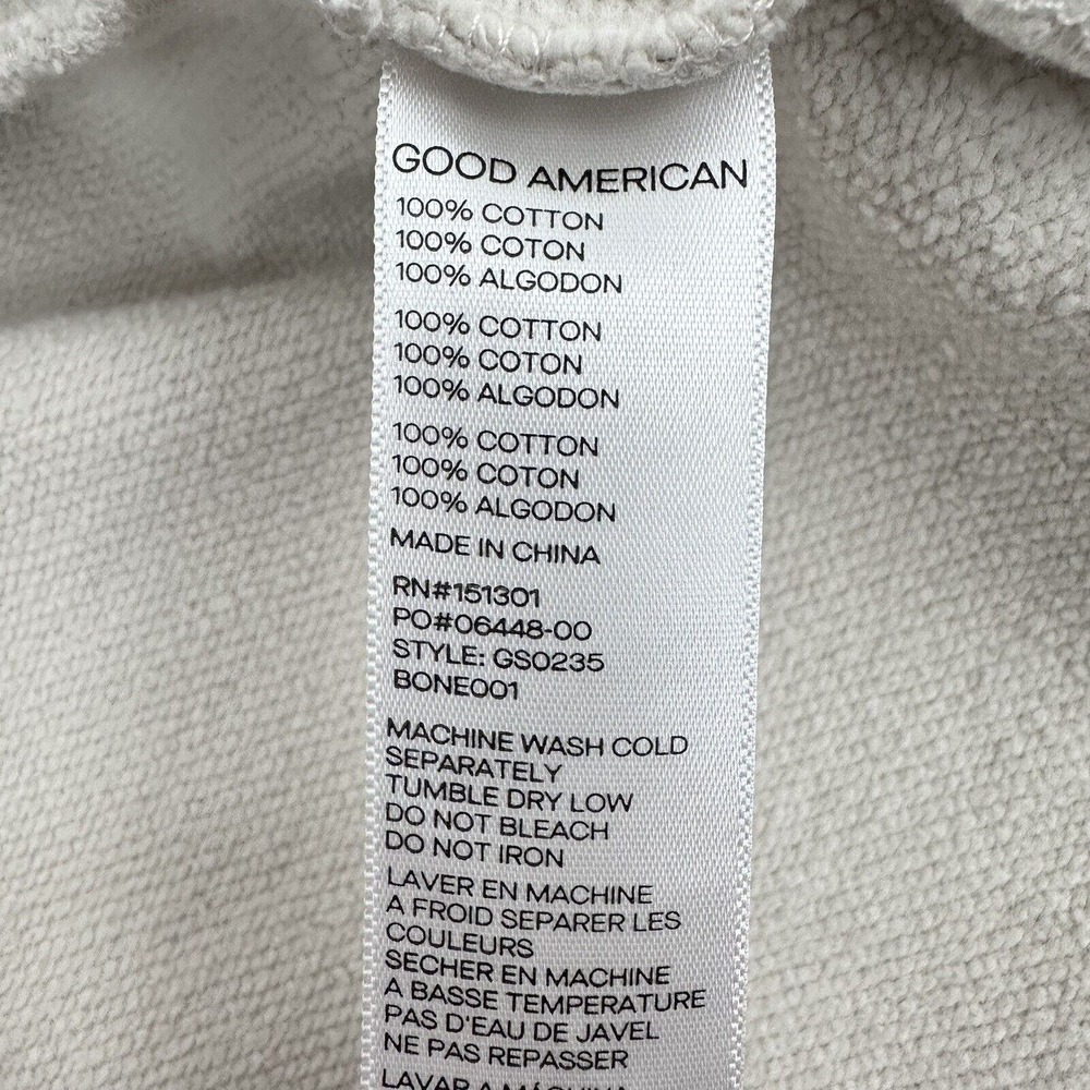Good American Shacket Shirt Jacket Size 3/4 Large Button Up Cotton Terry Cream - Picture 8 of 13